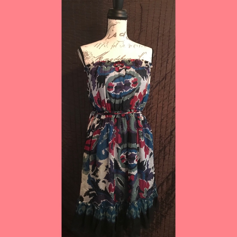 Forever 21 Strapless Multi-colored Chiffon Dress